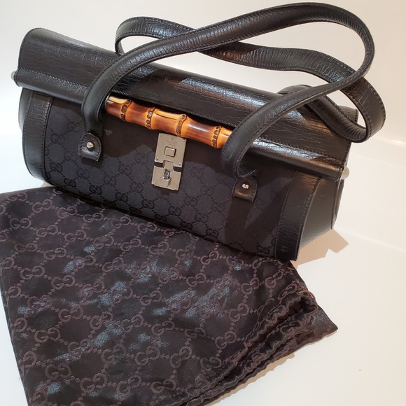 Authentic Gucci GG Canvas Bamboo Bullet Bag - Picture 1 of 6